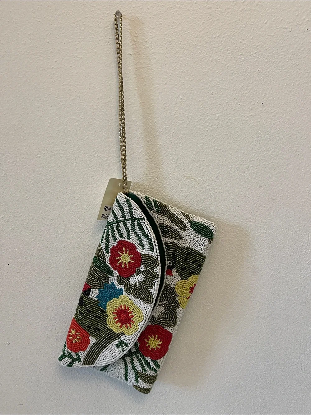 Versona beaded floral crossbody clutch